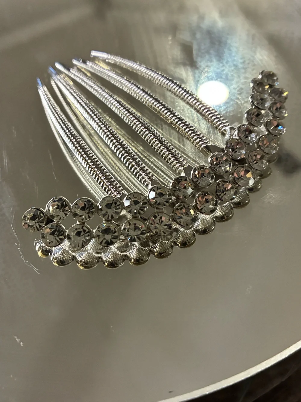 Crystal Rhinestone Hair Comb - Silver